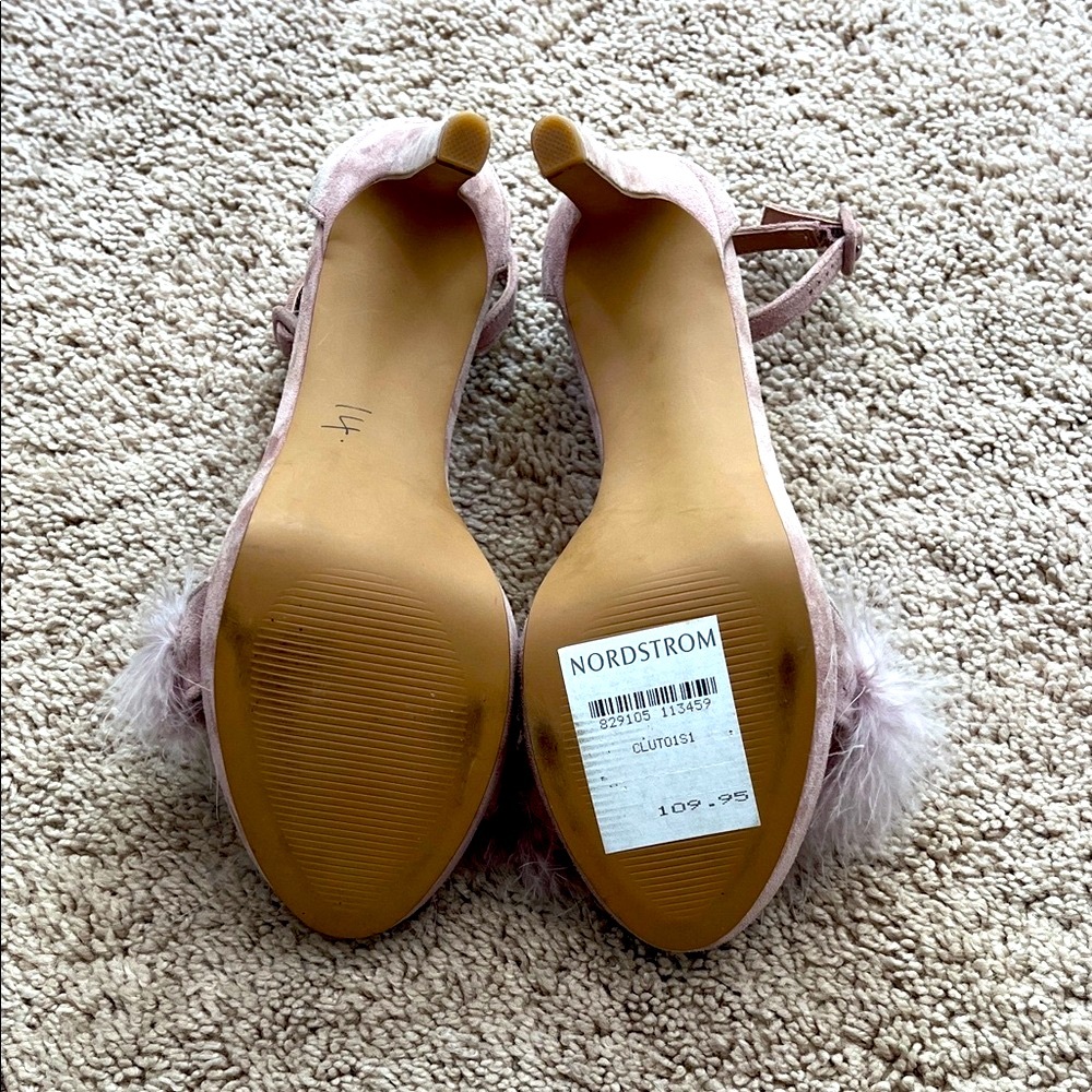 Steve Madden Lavender Feathered Peeptoe Heels - Picture 6 of 10